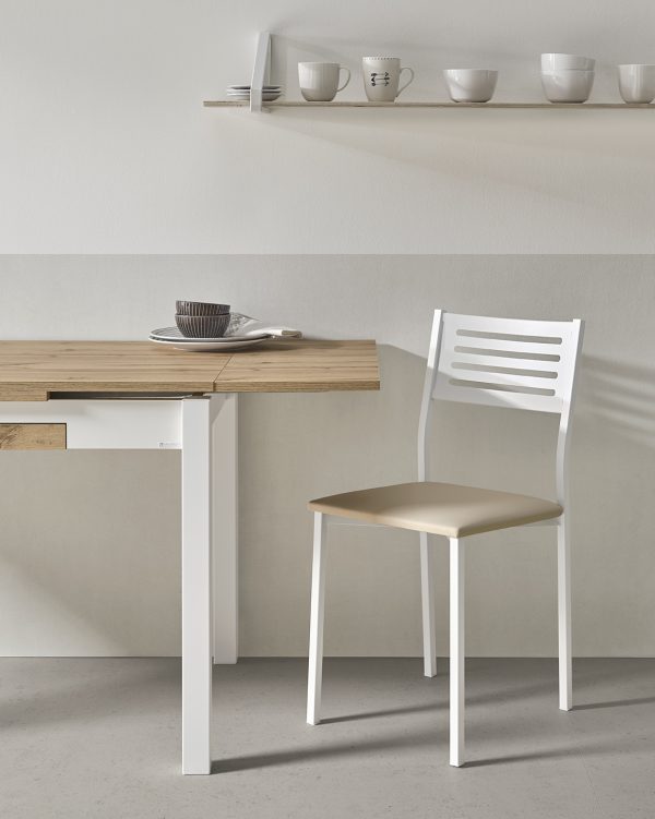 Mesa de cocina extensible con laminado en roble - Modelo Lua laminado extensible - Imagen 4