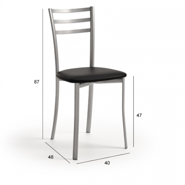 Silla de cocina con patas en tubo ovalado y variedad de tapizados - Modelo Fariña - Imagen 3