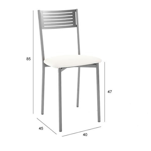 Silla de cocina metálica con asientos tapizados - Modelo Noa - Imagen 3