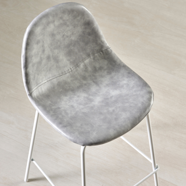 Taburete de cocina o comedor en negro o blanco texturizado con asientos de piel sintética - Modelo Lois - Imagen 4