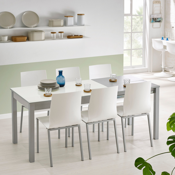 Silla de cocina con asiento blanco brillo - Modelo Ondiña - Imagen 2
