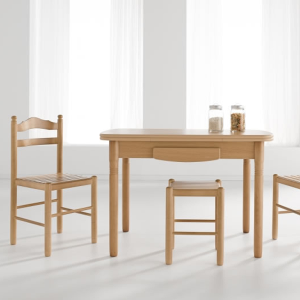 Silla de madera de haya asiento tablilla o polipiel - Modelo Monica - Imagen 2
